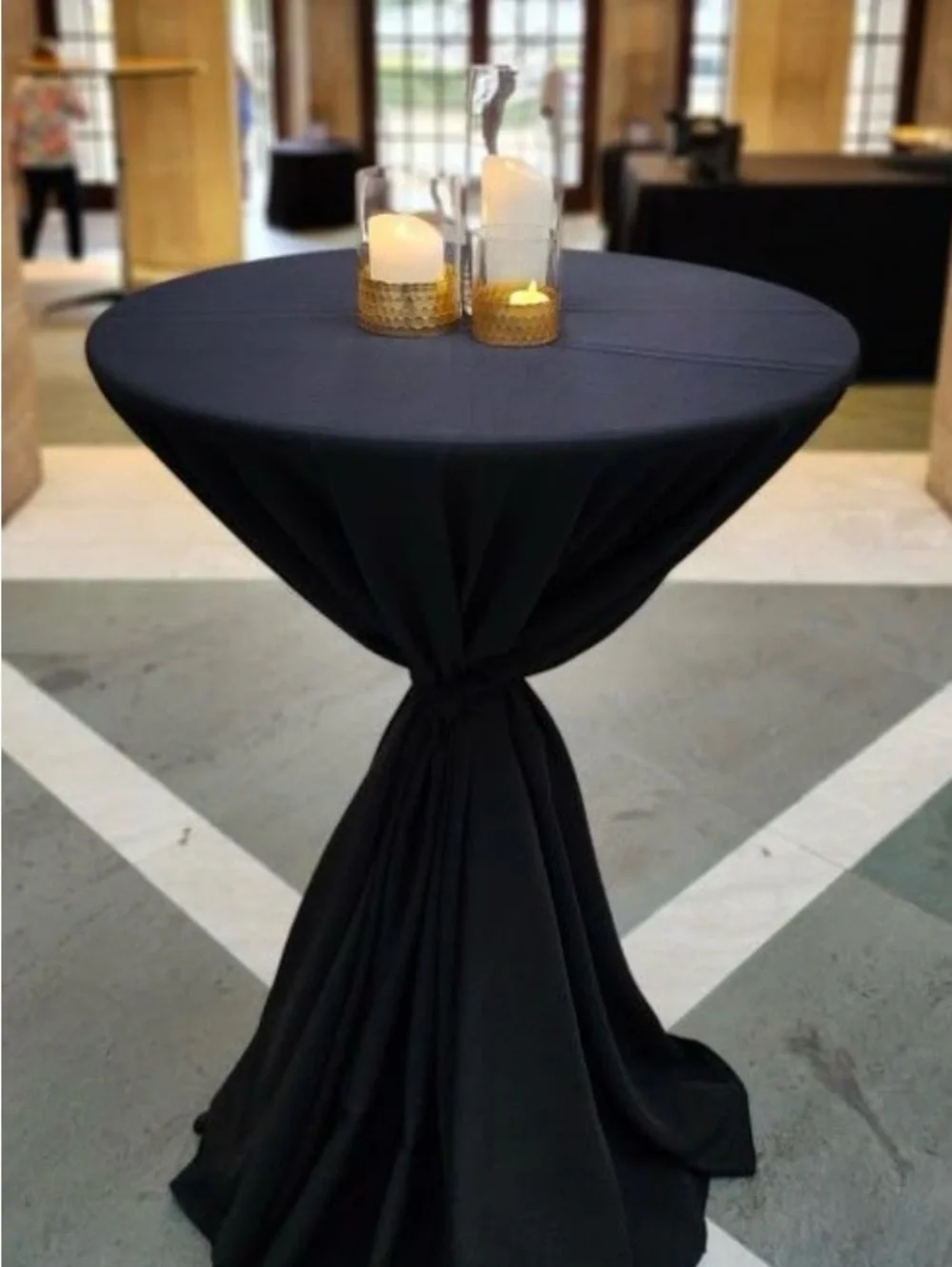 Classic Black Round Tablecloth for Dining 12- 120”